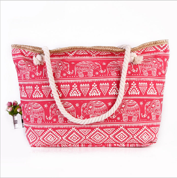 Spacious shopping bag in ethnic elephant design Kalsten