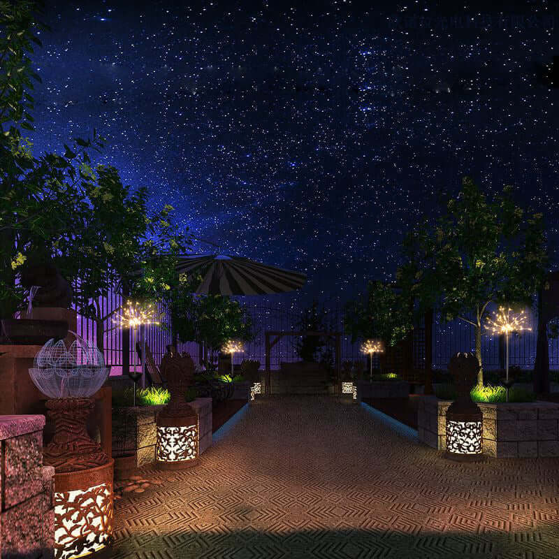 New Ground Plug Solar Fireworks Light LED Light String Copper Wire Outdoor Garden Decoration Star Lights Christmas Lights | Kalsten