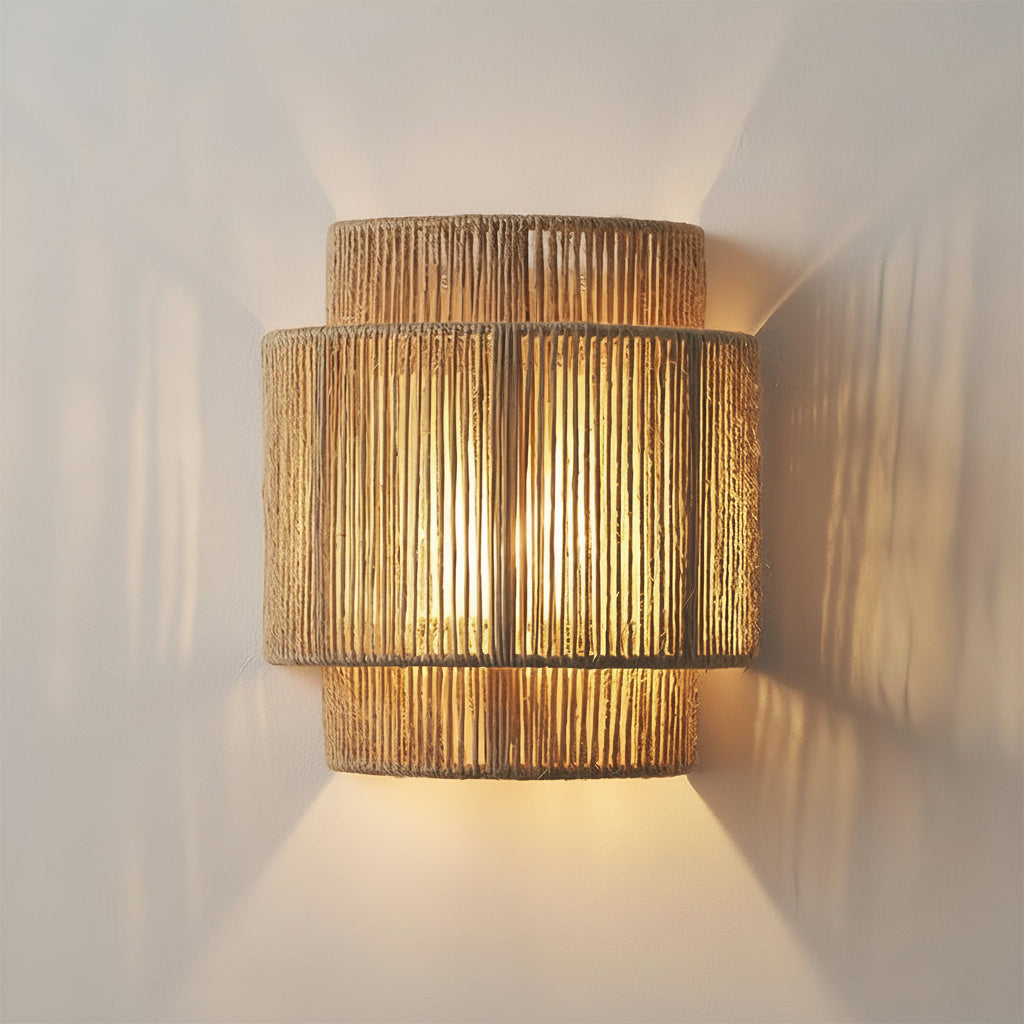 LED Wall Sconce Light – Japanese Wabi-Sabi Hemp Rope (25x23cm / 9.8x9in) | Kalsten