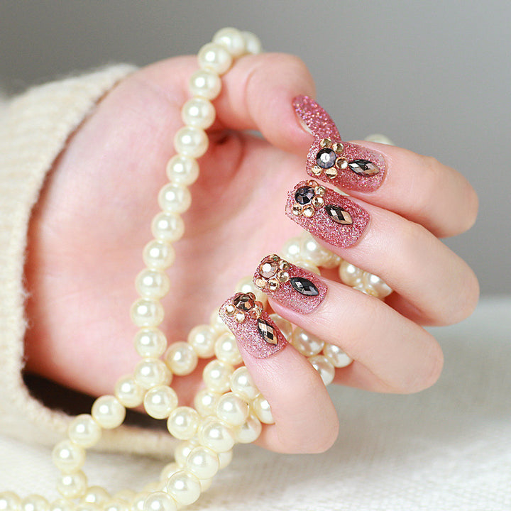 Glamorous Crystal-Embellished Press-On Nails