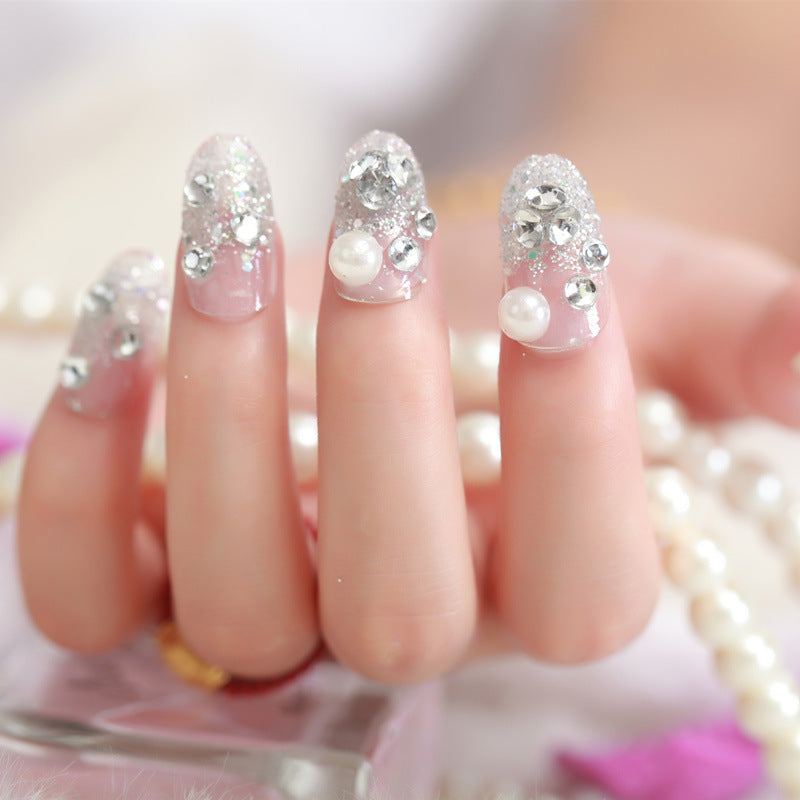 Decorative Rhinestone-Studded Press-On Nail Art