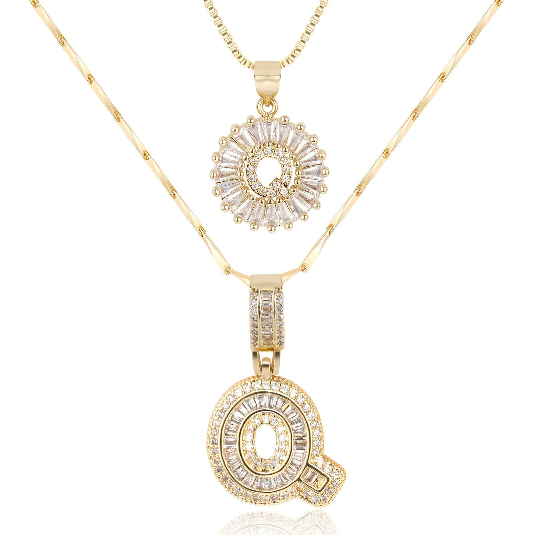 Kalsten | 2pc 14k Diamond Letter Initial Necklaces