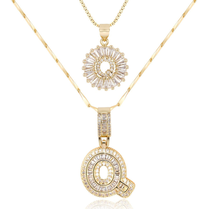 Kalsten | 2pc 14k Diamond Letter Initial Necklaces