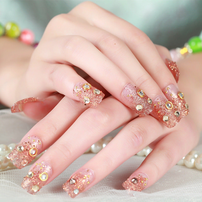 Glamorous Rhinestone-Embellished Press-On Nail Art