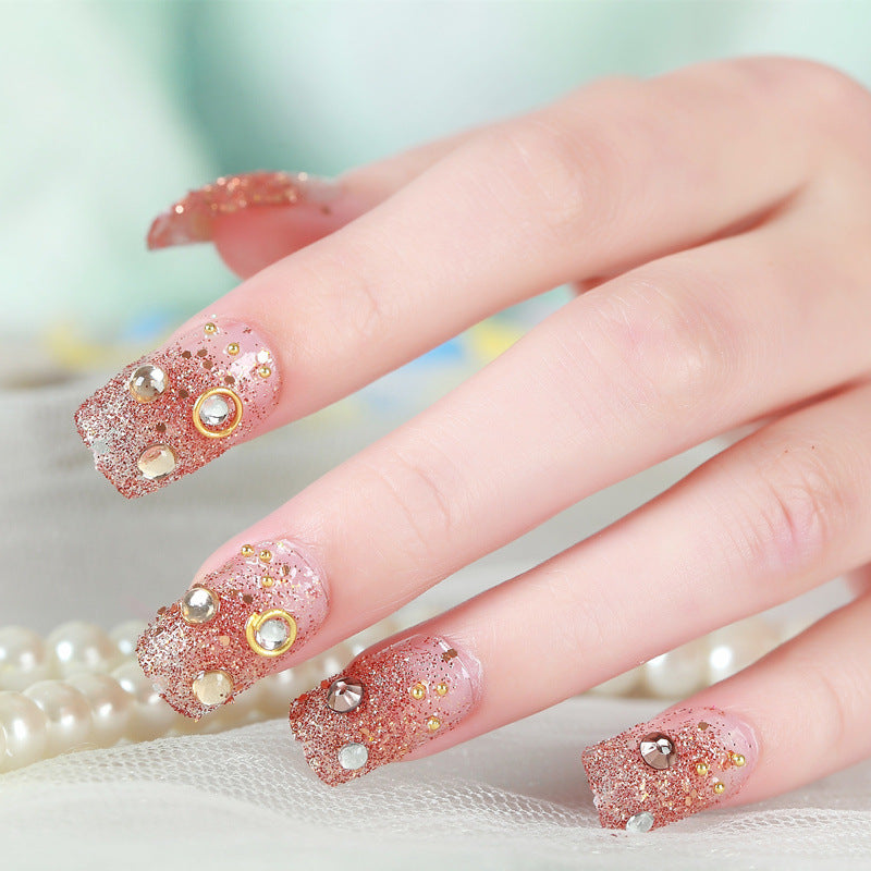 Glamorous Rhinestone-Embellished Press-On Nail Art