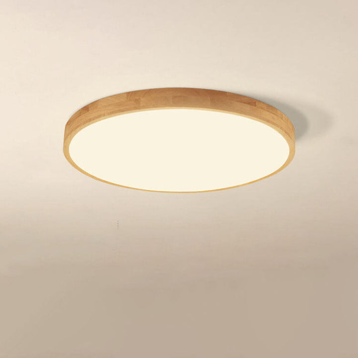 Flush Mount Ceiling Light Wood 23.6 in 48W Beige Living Room Bedroom Adjustable LED Modern Lighting | Kalsten