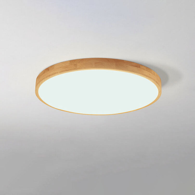 Flush Mount Ceiling Light Wood 23.6 in 48W Beige Living Room Bedroom Adjustable LED Modern Lighting | Kalsten