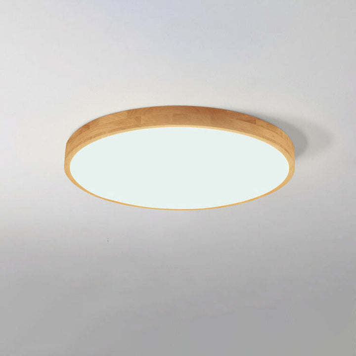 Flush Mount Ceiling Light Wood 23.6 in 48W Beige Living Room Bedroom Adjustable LED Modern Lighting | Kalsten
