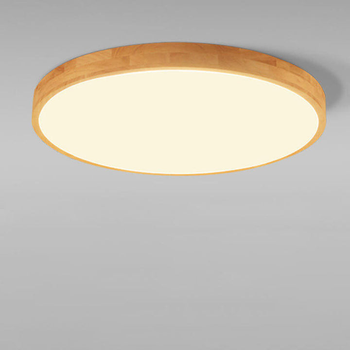 Flush Mount Ceiling Light Wood 23.6 in 48W Beige Living Room Bedroom Adjustable LED Modern Lighting | Kalsten