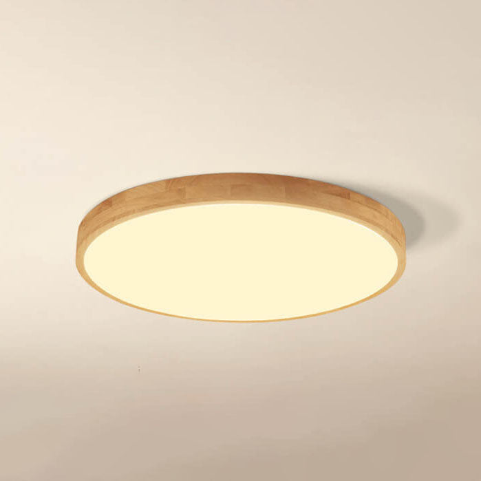 Flush Mount Ceiling Light Wood 23.6 in 48W Beige Living Room Bedroom Adjustable LED Modern Lighting | Kalsten
