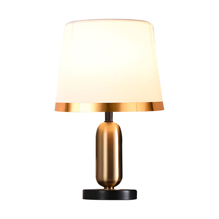 Vintage White/Black and Mid-Century Modern Brass Table Lamp | Kalsten
