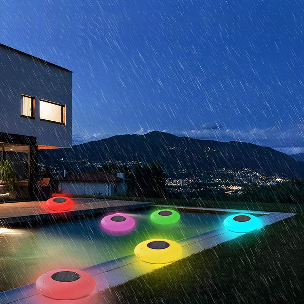 Round Colorful RGB LED Waterproof Solar Modern Outdoor Lights Pool Lights | Kalsten