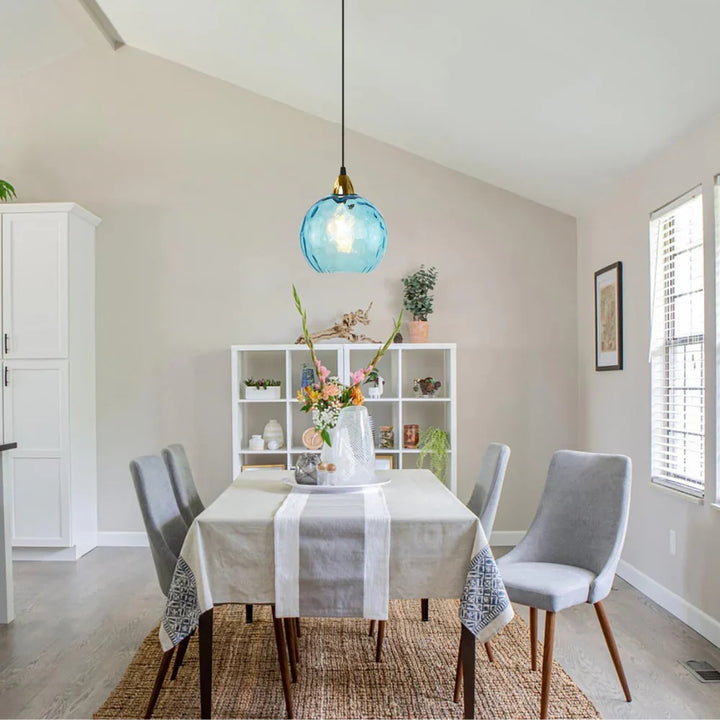 Pendant Light Ripple Glass 7.9 in Sphere Adjustable Dining Room Kitchen Hanging Ceiling Lamp Modern Nordic Minimalist Fixture | Kalsten
