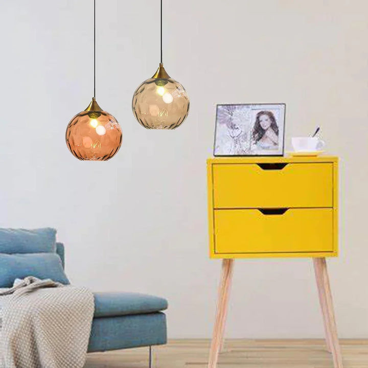 Pendant Light Ripple Glass 7.9 in Sphere Adjustable Dining Room Kitchen Hanging Ceiling Lamp Modern Nordic Minimalist Fixture | Kalsten