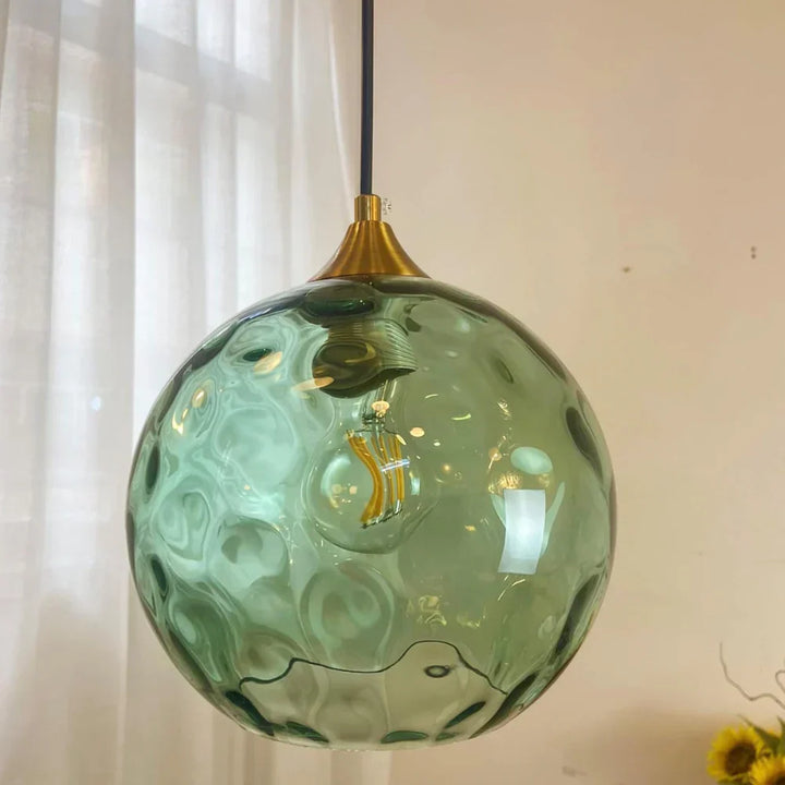 Pendant Light Ripple Glass 7.9 in Sphere Adjustable Dining Room Kitchen Hanging Ceiling Lamp Modern Nordic Minimalist Fixture | Kalsten