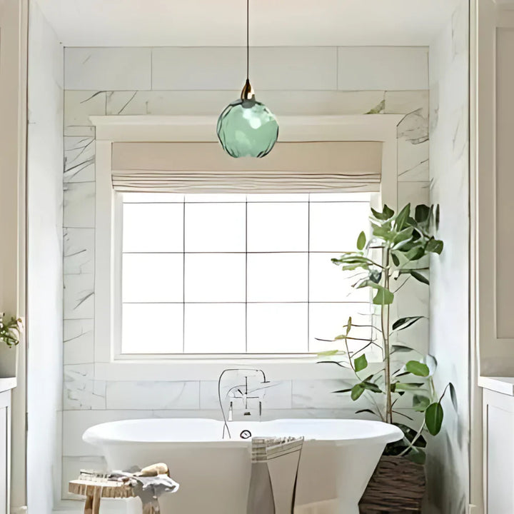 Pendant Light Ripple Glass 7.9 in Sphere Adjustable Dining Room Kitchen Hanging Ceiling Lamp Modern Nordic Minimalist Fixture | Kalsten
