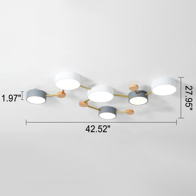 Flush Mount Ceiling Light Iron Solid Wood Acrylic 36W 23.6 in Gray Modern Hallway Living Room Bedroom Lighting | Kalsten