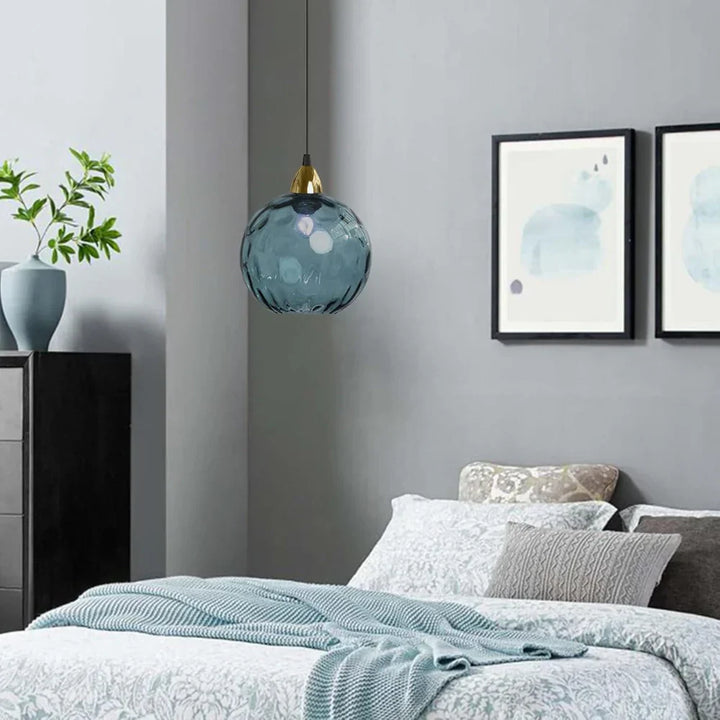 Pendant Light Ripple Glass 7.9 in Sphere Adjustable Dining Room Kitchen Hanging Ceiling Lamp Modern Nordic Minimalist Fixture | Kalsten