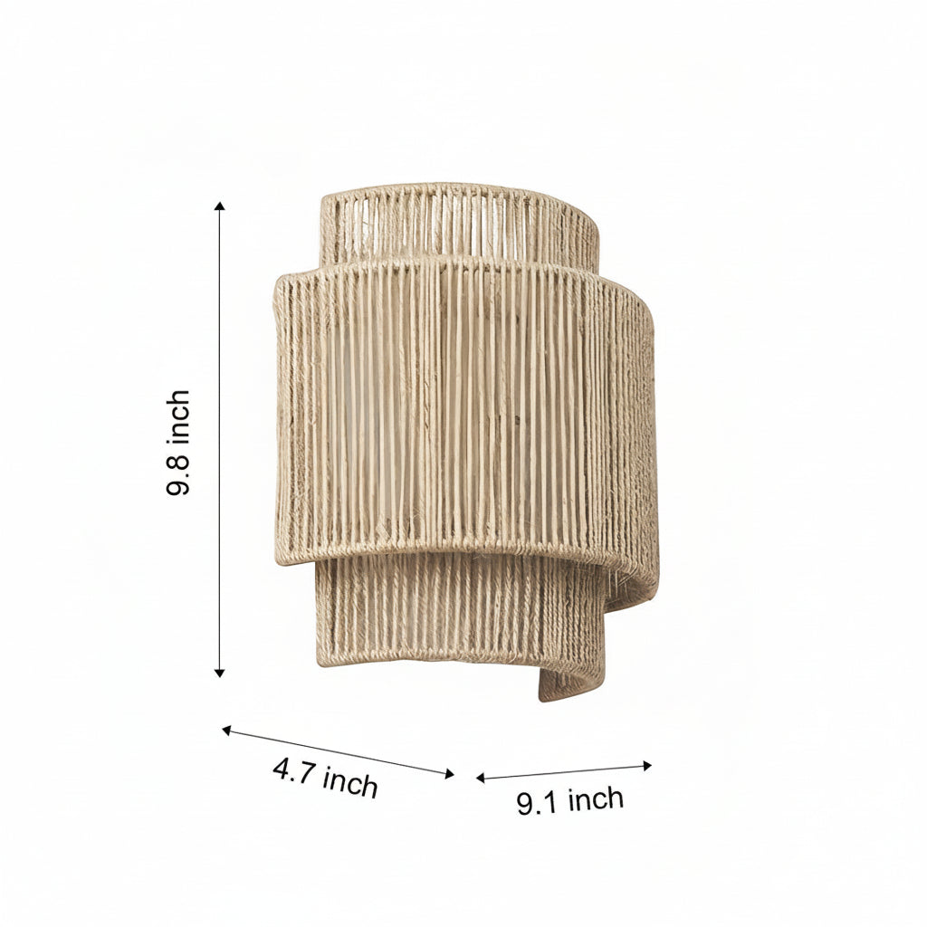 LED Wall Sconce Light – Japanese Wabi-Sabi Hemp Rope (25x23cm / 9.8x9in) | Kalsten