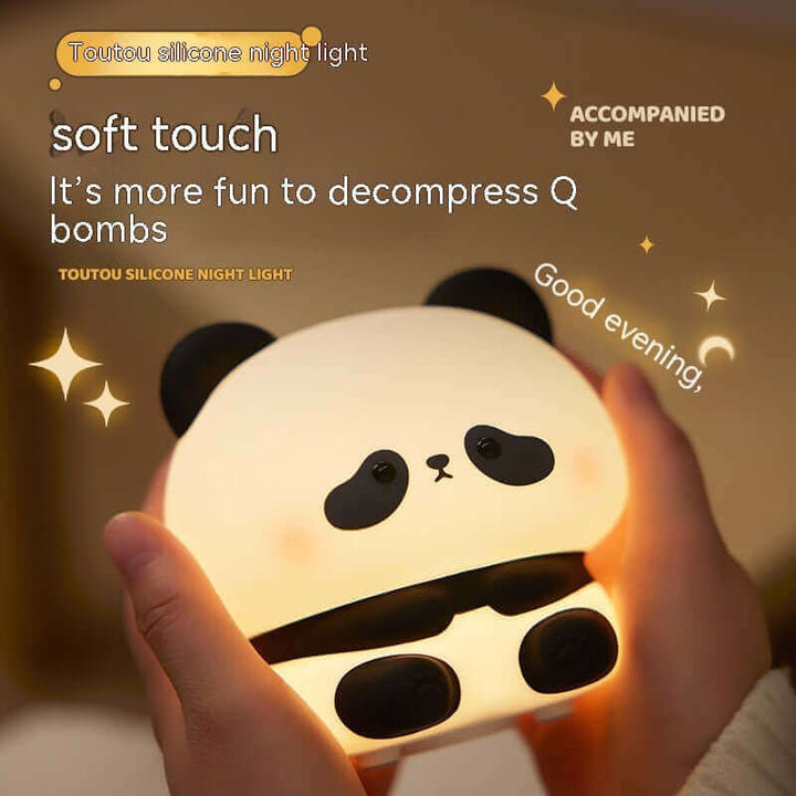 Panda LED Night Light Cute Silicone Night Light USB Rechargeable Touch Night Lamp Bedroom Timing Lamp Decoration Children's Gift Home Decor | Kalsten