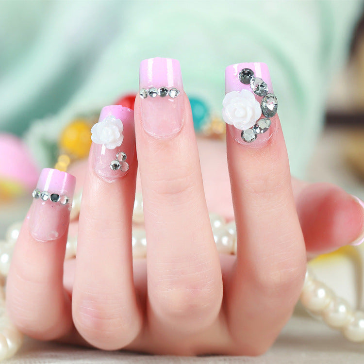 Decorative Floral Acrylic Press-On Nails