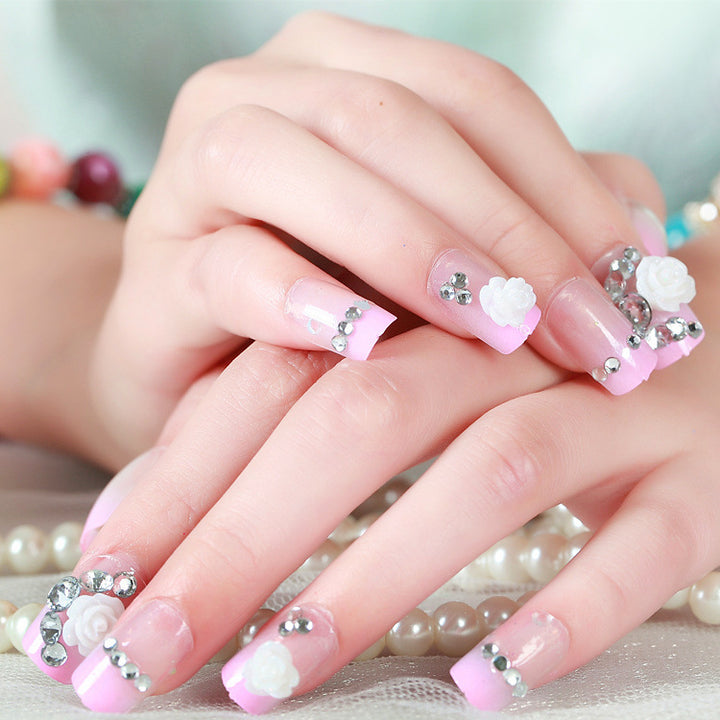 Decorative Floral Acrylic Press-On Nails