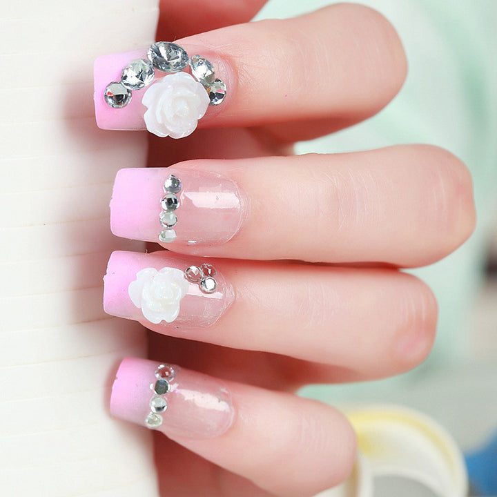 Decorative Floral Acrylic Press-On Nails