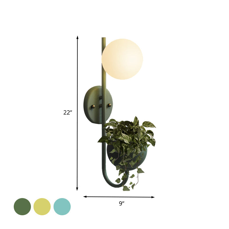 Kalsten | 1 Light Ball Wall Lamp Industrial Yellow/Blue/Green Metal LED Plant Wall Mount Lighting for Restaurant