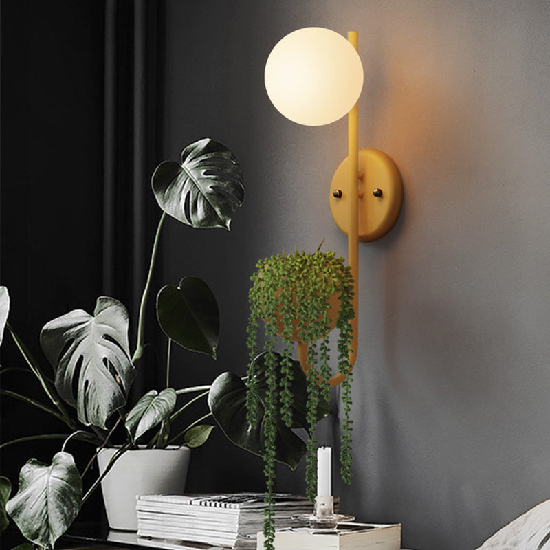 Kalsten | 1 Light Ball Wall Lamp Industrial Yellow/Blue/Green Metal LED Plant Wall Mount Lighting for Restaurant