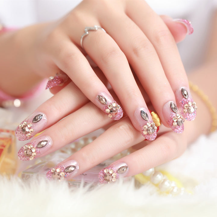Glamorous Crystal-Embellished Press-On Nail Set