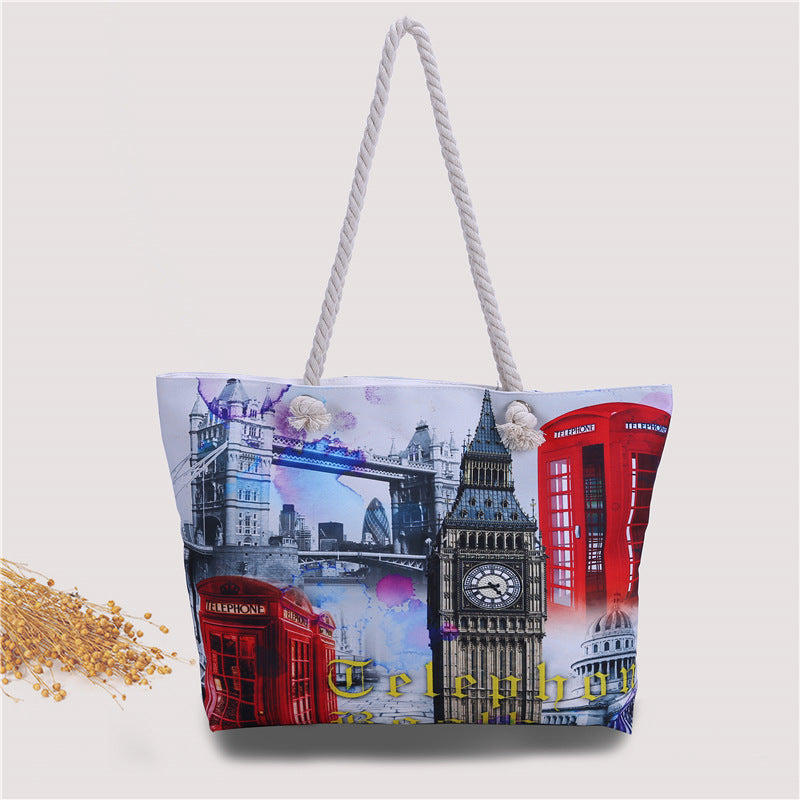 Large beach bag with London motif Kalsten