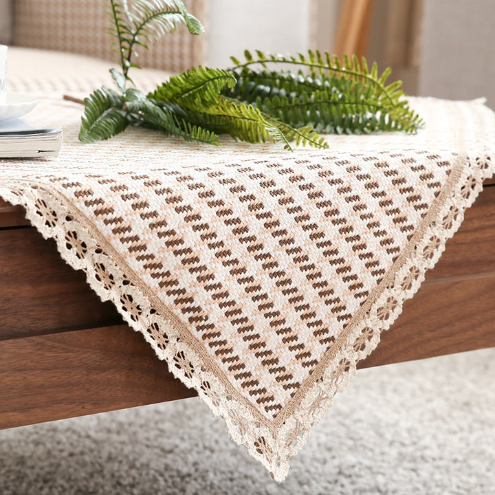 Sofa cover set made of crocheted cotton blend with armrests and seat cushions