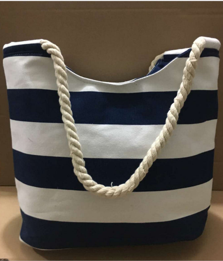 Beach bag made of durable canvas with colorful striped pattern Kalsten