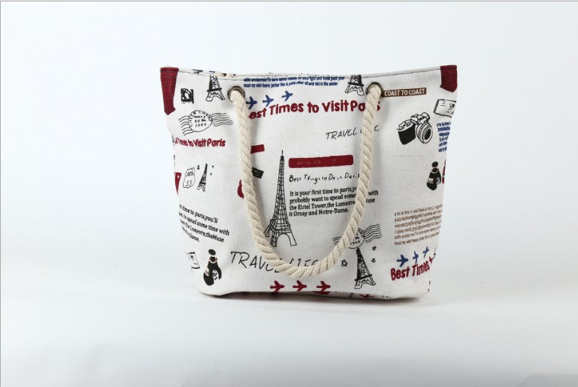 Beach bag in maritime design with sturdy rope handles Kalsten