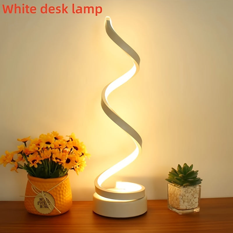 Modern Spiral Table Lamp – Creative LED Desk Lamp with Gentle Warm Light, Perfect for Bedroom, Living Room, and Study Decor | Kalsten