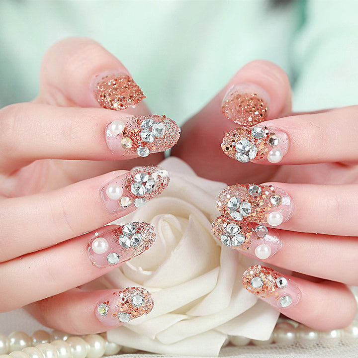 Rhinestone-Decorated Press-On Nails