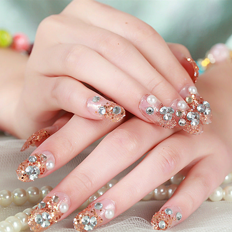 Rhinestone-Decorated Press-On Nails