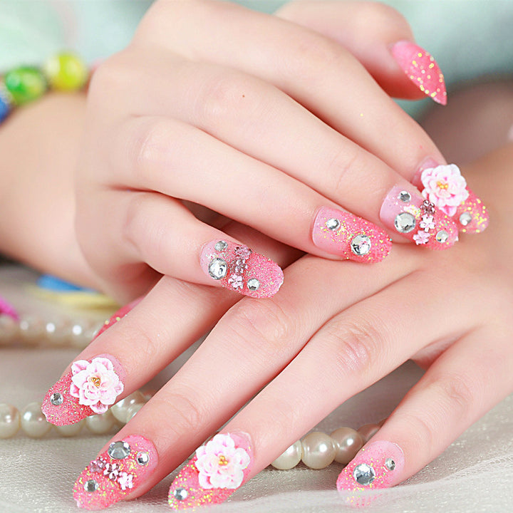 Glitter and Floral Design Press-On Nail Set