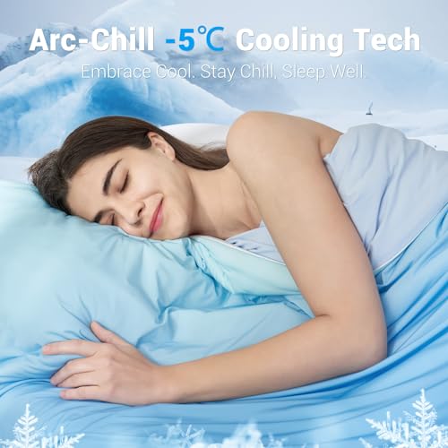 Cooling Comforter Absorbs Body Heat to Keep Cool, Double-Sided Cooling Blanket for Hot Sleepers  Cool Fabric Q-Max>0.5, Lightweight Summer Comforter Cold Blanket, Gradient Dark Blue | Kalsten