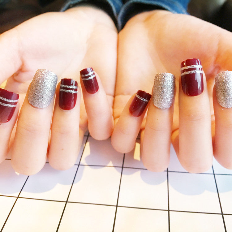 Glittering Textured Press-On Nail Art Set