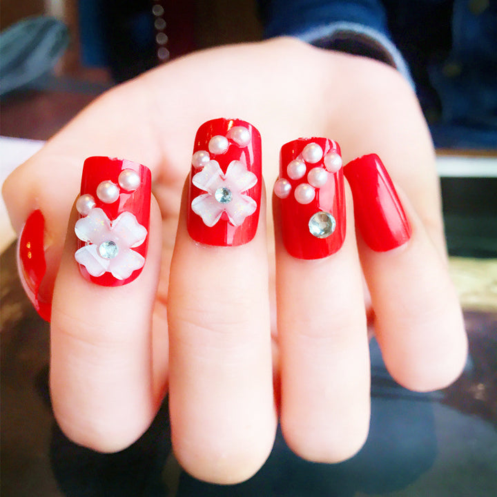 Floral Embellished Press-On Nail Set