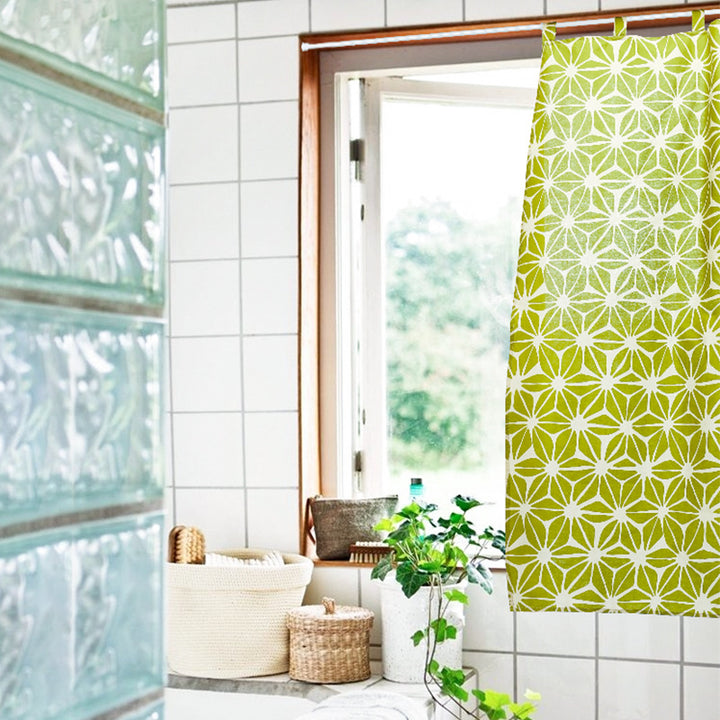Shower curtain made of polyester with hanging loops, water-repellent coating