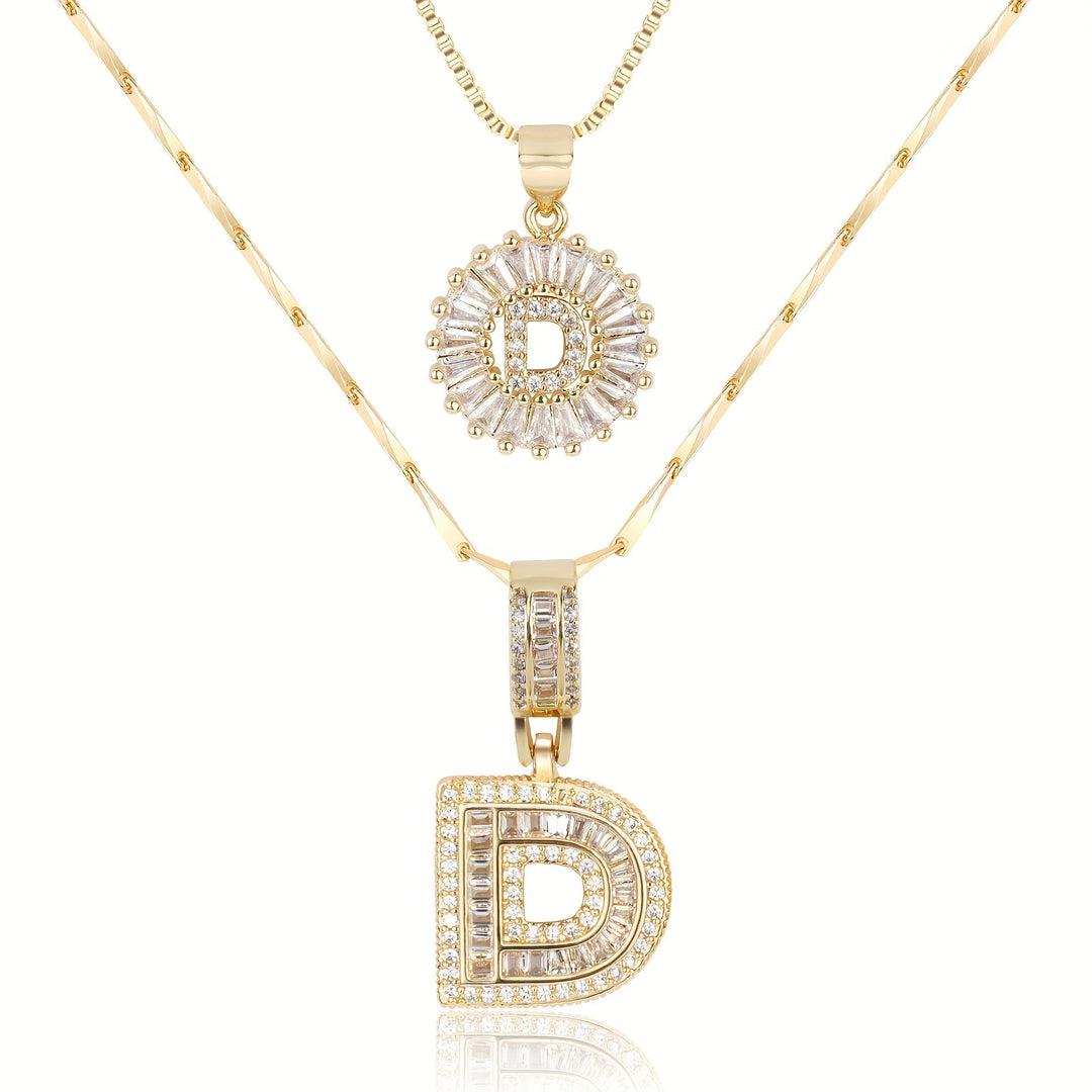 Kalsten | 2pc 14k Diamond Letter Initial Necklaces