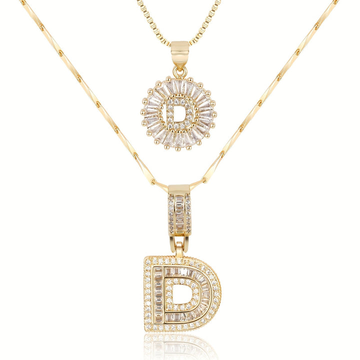 Kalsten | 2pc 14k Diamond Letter Initial Necklaces