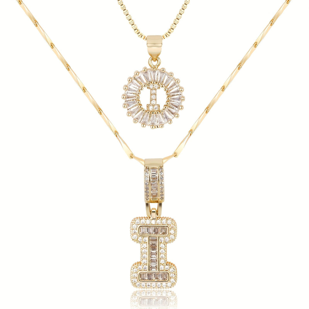 Kalsten | 2pc 14k Diamond Letter Initial Necklaces