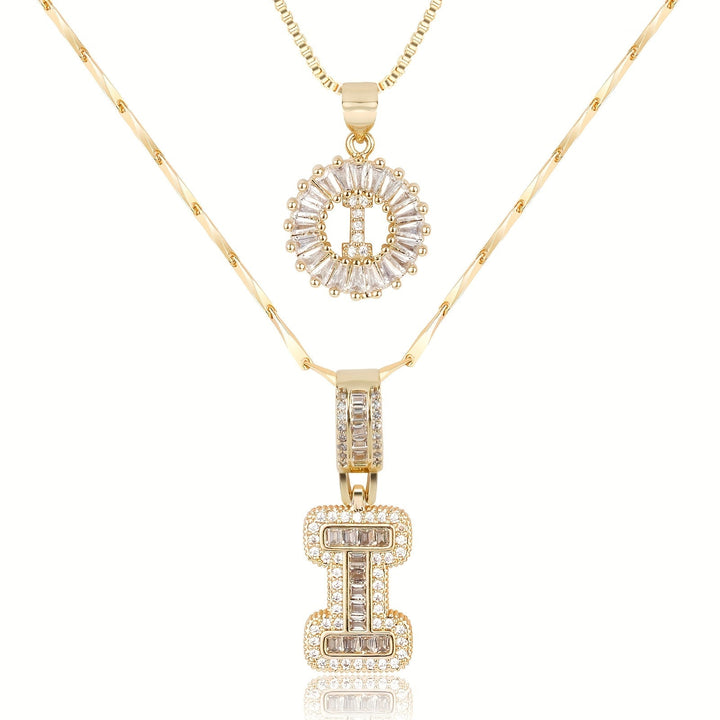 Kalsten | 2pc 14k Diamond Letter Initial Necklaces