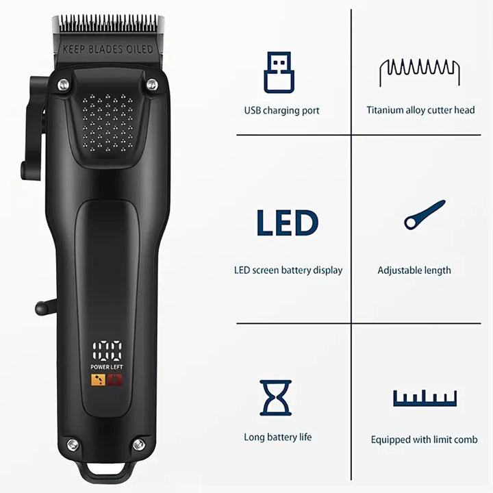 Kalsten | GroomMaster - 3-piece Professional Hair and Beard Care Set for Men, Wireless Trimmers with LED display, USB rechargeable