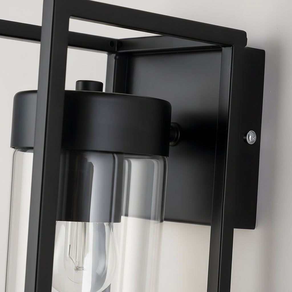 LED Wall Sconce Light – Industrial Retro Black Iron Clear Glass (27x12cm / 10.6x4.7in | Kalsten