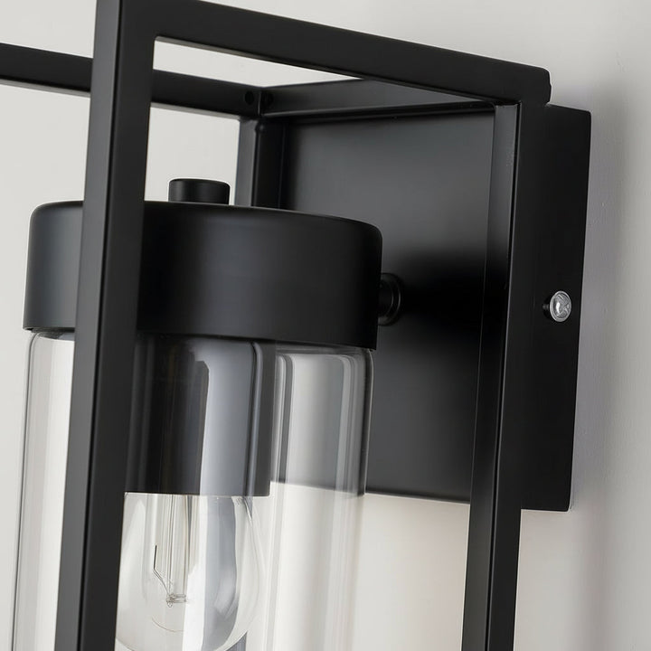 LED Wall Sconce Light – Industrial Retro Black Iron Clear Glass (27x12cm / 10.6x4.7in | Kalsten