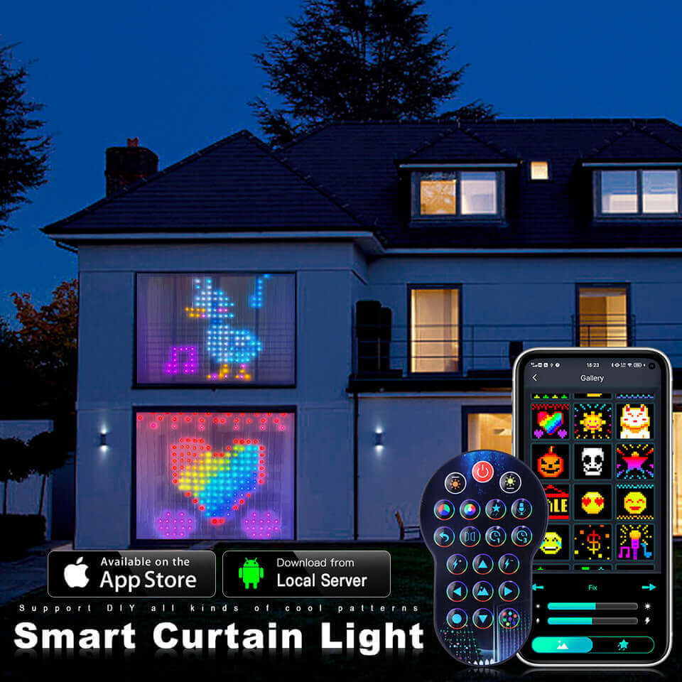 Smart LED RGB Curtain String Lights Bluetooth APP Control Christmas Fairy Light Garland DIY Picture Display Party Wedding Decor | Kalsten